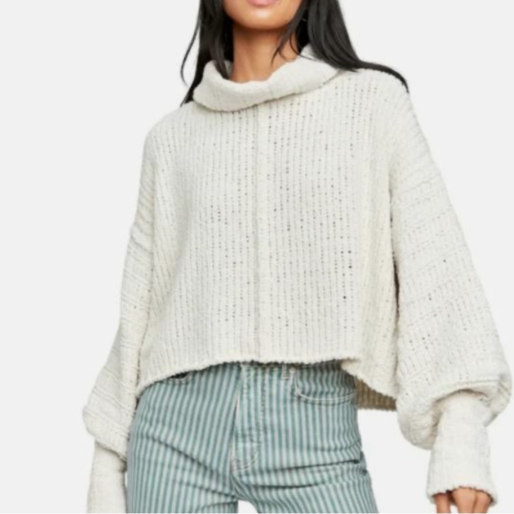 Free People Women's Be Yours Cowl Neck Sweater, Size Small - Vanilla Bean
